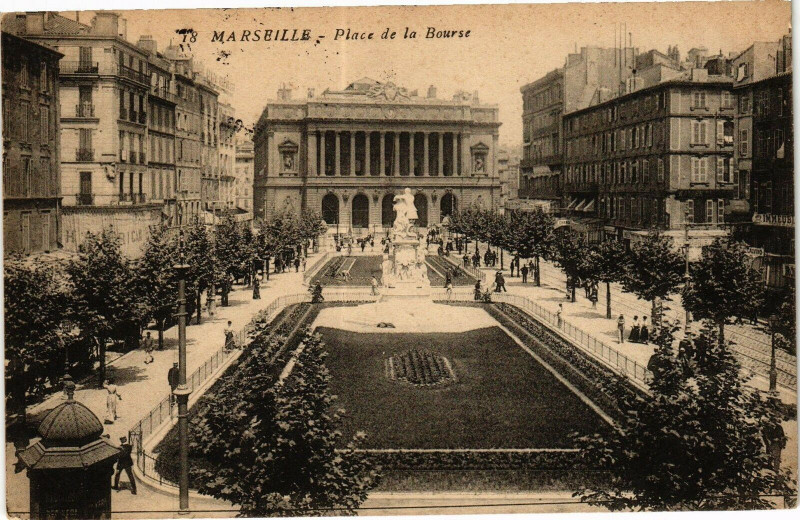 Carte postale ancienne Marseille-Place de la Bourse à Marseille