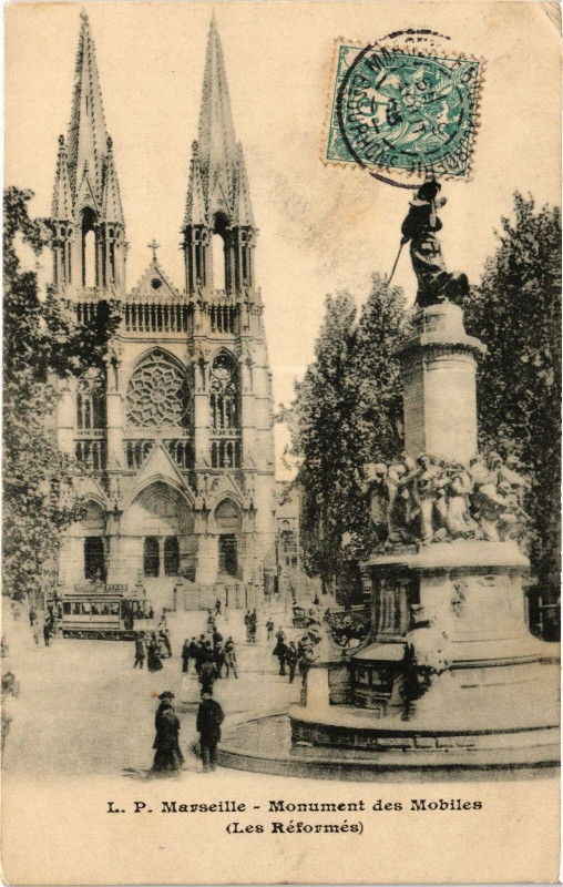 Carte postale ancienne Marseille-Monument des Mobiles à Marseille