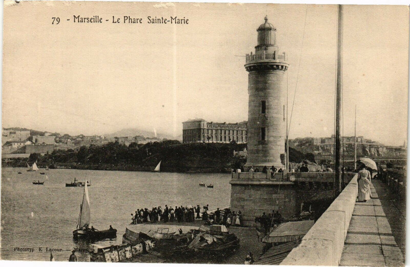 Carte postale ancienne Marseille-Le Phare Ste-Marie à Marseille
