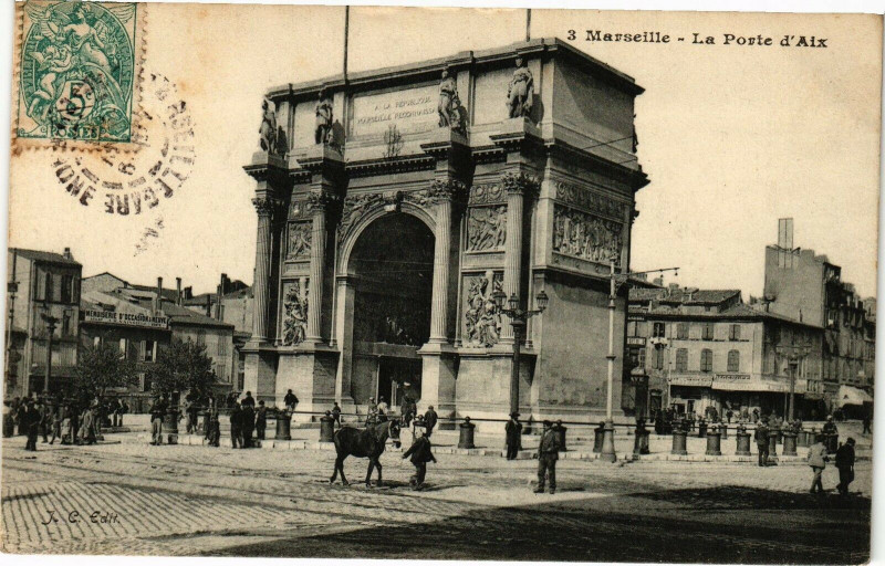 Carte postale ancienne Marseille-La Porte d'Aix à Marseille