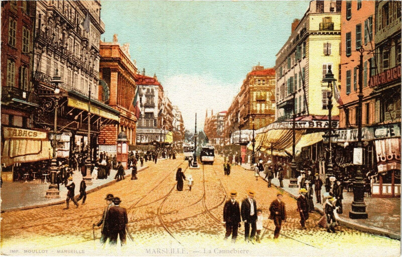Carte postale ancienne Marseille-La Cannabiere à Marseille
