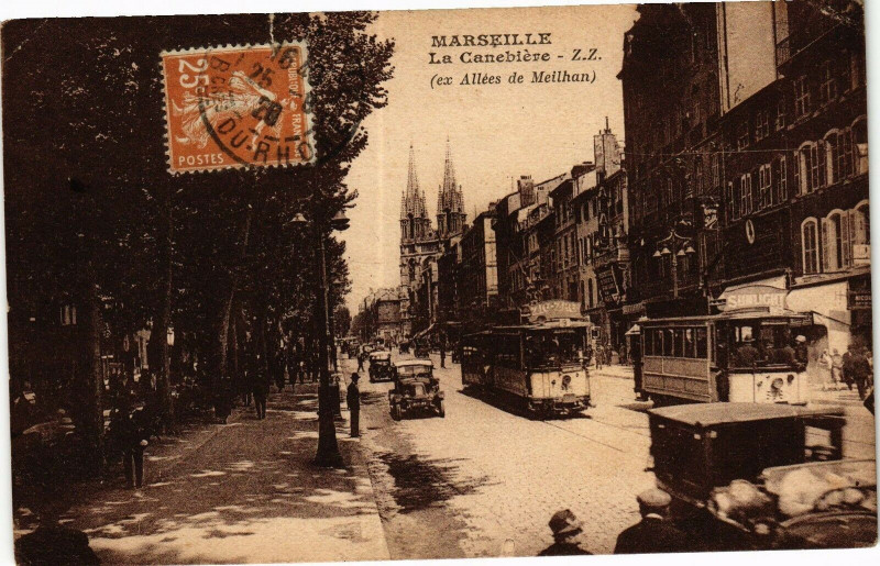 Carte postale ancienne Marseille-La Cannabiere à Marseille