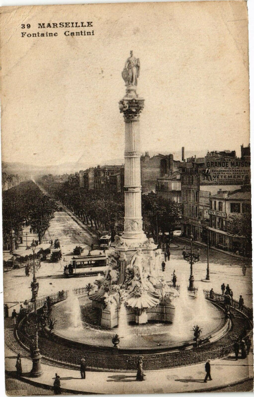 Carte postale ancienne Marseille-Fontaine Cantini à Marseille