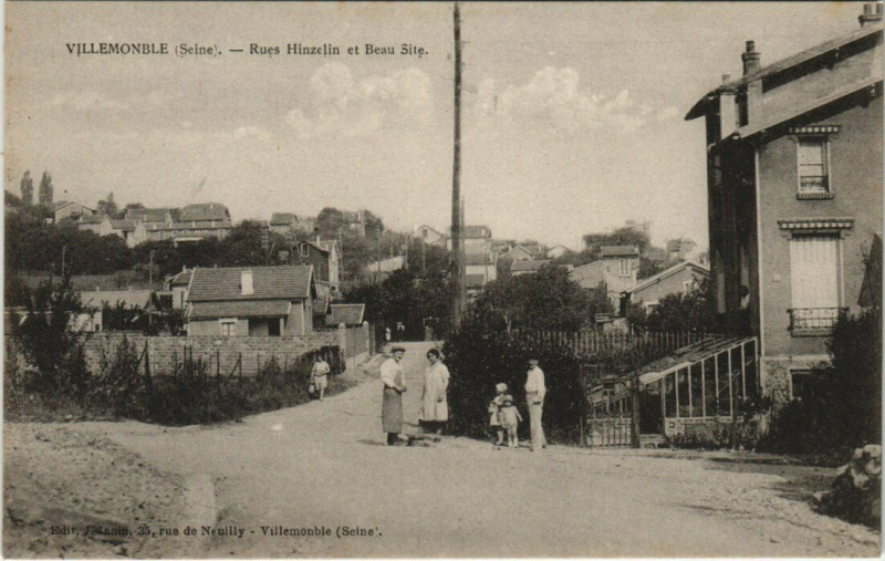 Carte postale ancienne Villemonble (Seine) -Rues Hinzelin et Beau Site à Villemomble
