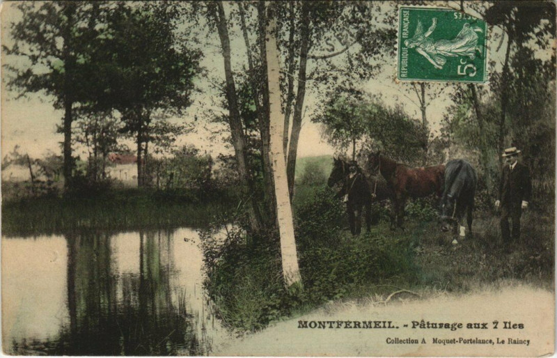 Carte postale ancienne Montfermeil - Paturage aux 7 Iles à Montfermeil