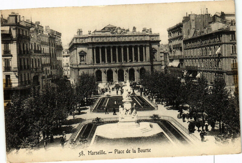 Carte postale ancienne Marseille-Place de la Bourse à Marseille