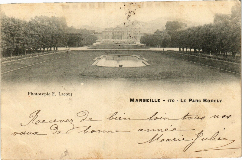 Carte postale ancienne Marseille-Le Parc Borely à Marseille