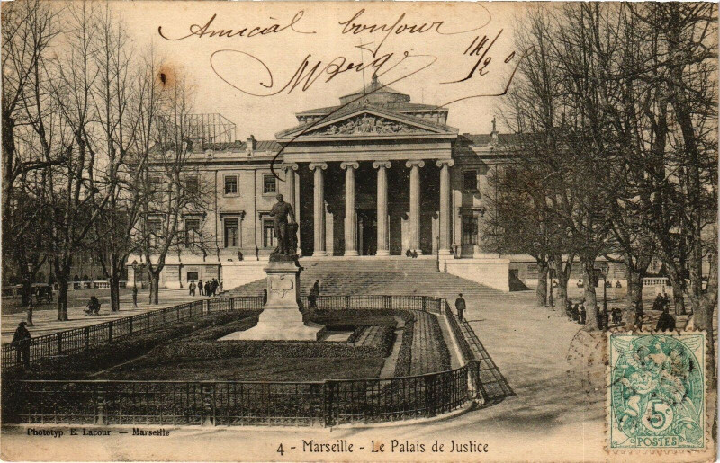 Carte postale ancienne Marseille-Le Palais de Justice à Marseille