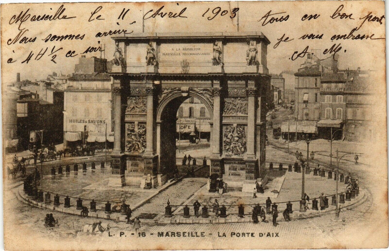 Carte postale ancienne Marseille-La Porte d'Aix à Marseille