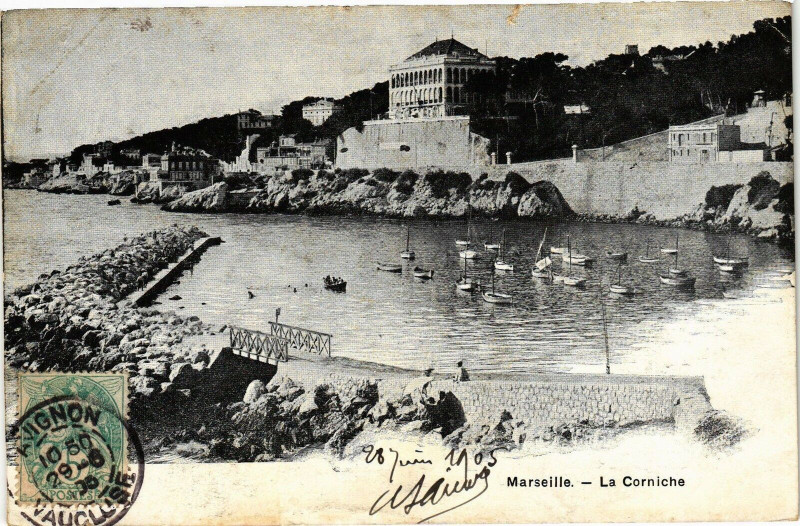 Carte postale ancienne La Corniche à Marseille 7e Arrondissement