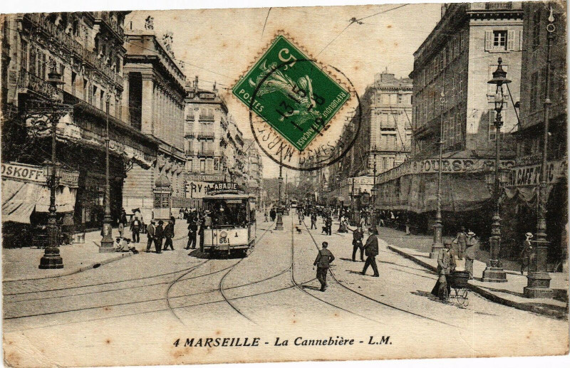 Carte postale ancienne Marseille-La Cannabiere à Marseille