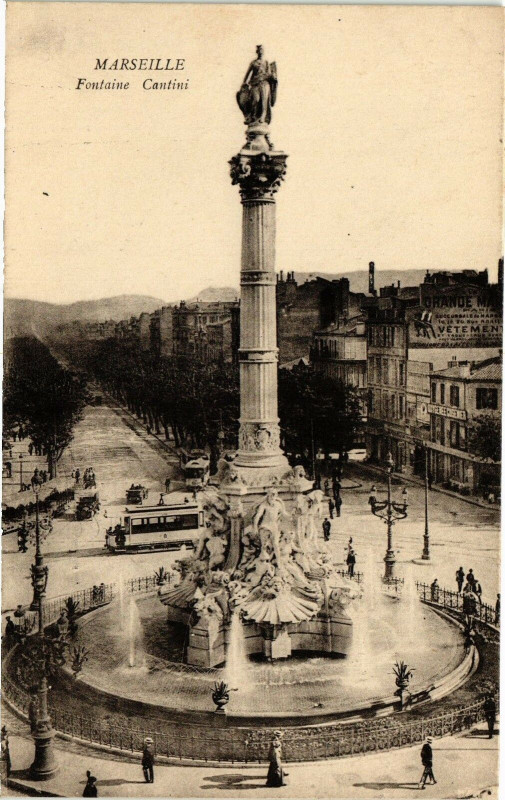 Carte postale ancienne Marseille-Fontaine Cantini à Marseille