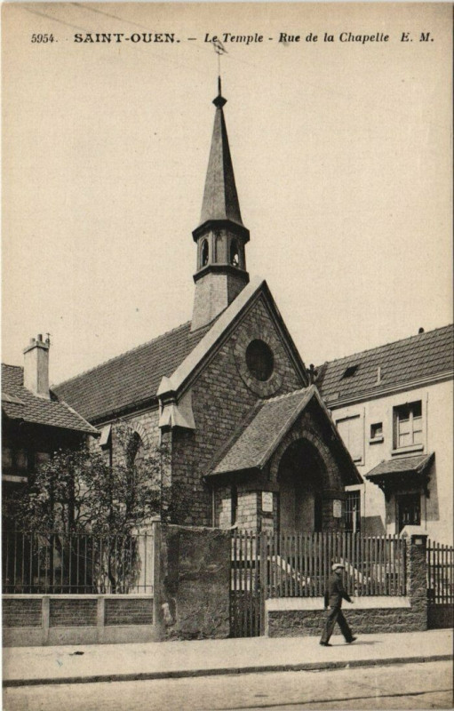 Carte postale ancienne Le Temple - Rue de la Chapelle à Saint-Ouen-sur-Seine