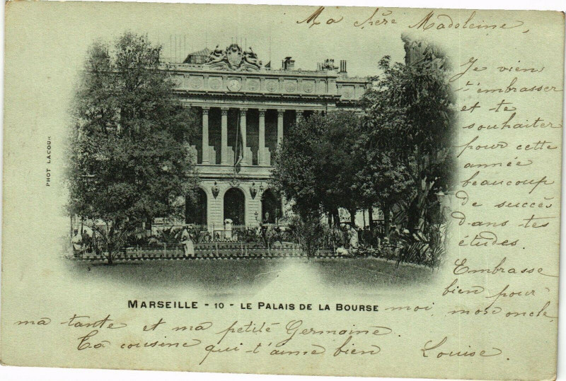 Carte postale ancienne Marseille-Le Palais de la Bourse à Marseille