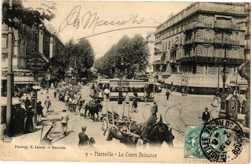 Carte postale ancienne Marseille - Le Cours Belsunce à Marseille