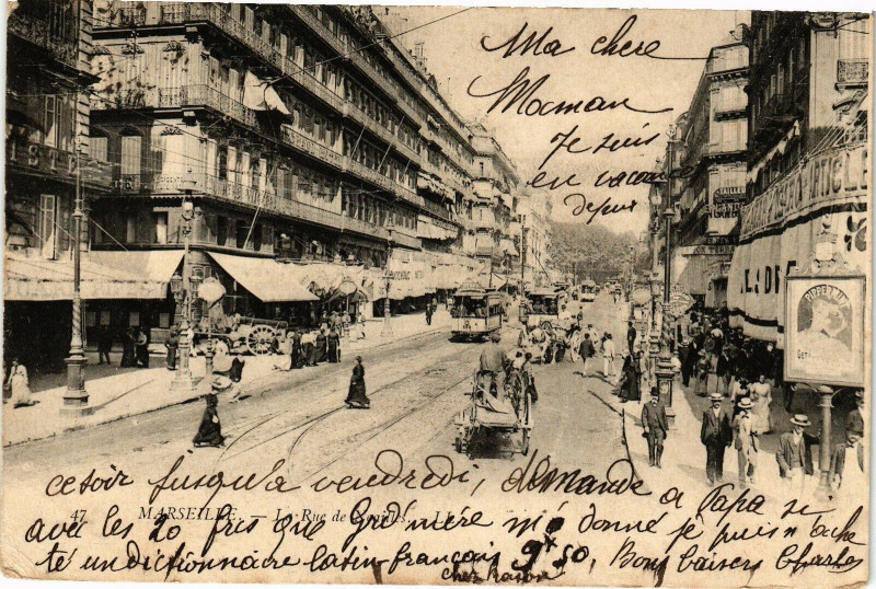 Carte postale ancienne Marseille - La Rue de Noailles à Marseille