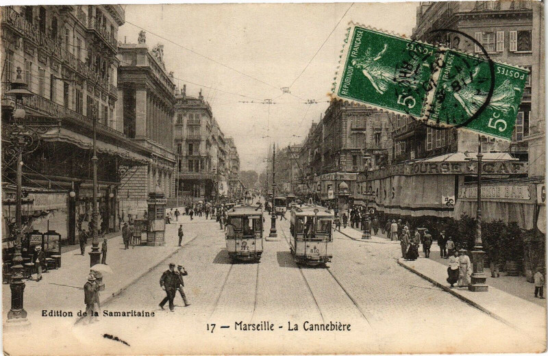Carte postale ancienne Marseille-La Cannebiere à Marseille