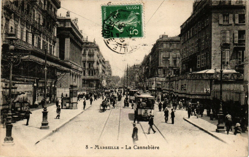 Carte postale ancienne Marseille-La Cannabiere à Marseille
