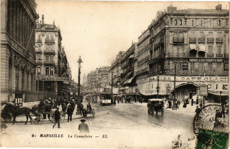 Carte postale ancienne Marseille-La Cannabiere à Marseille