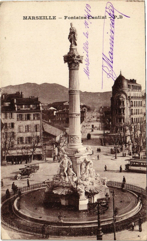 Carte postale ancienne Fontaine Cantini à Marseille 6e Arrondissement