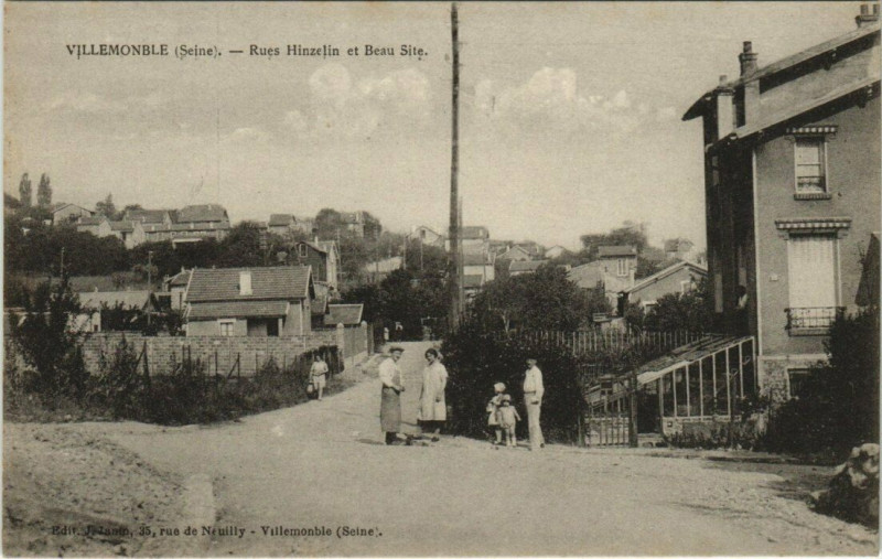 Carte postale ancienne Villemonble (Seine) -Rues Hinzelin et Beau Site à Villemomble