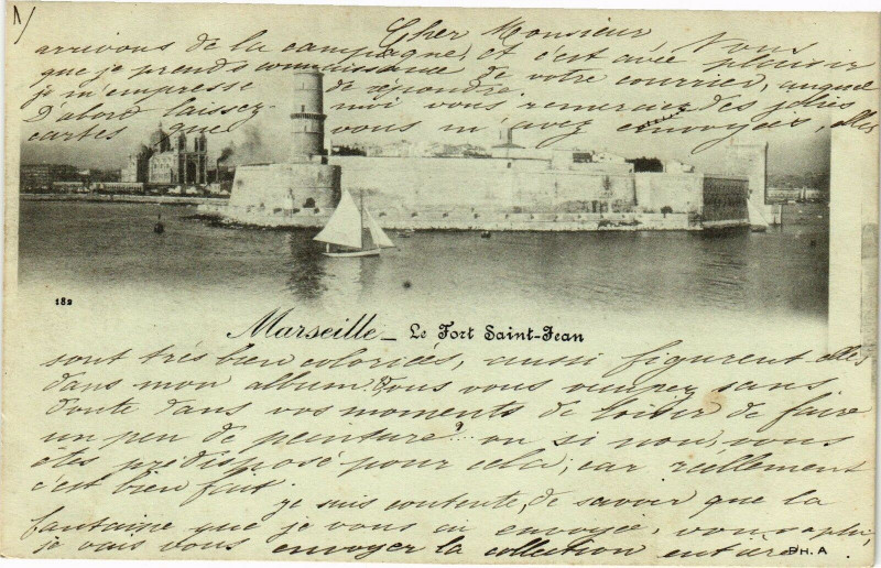 Carte postale ancienne Marseille-Le Fort St-Jean à Marseille