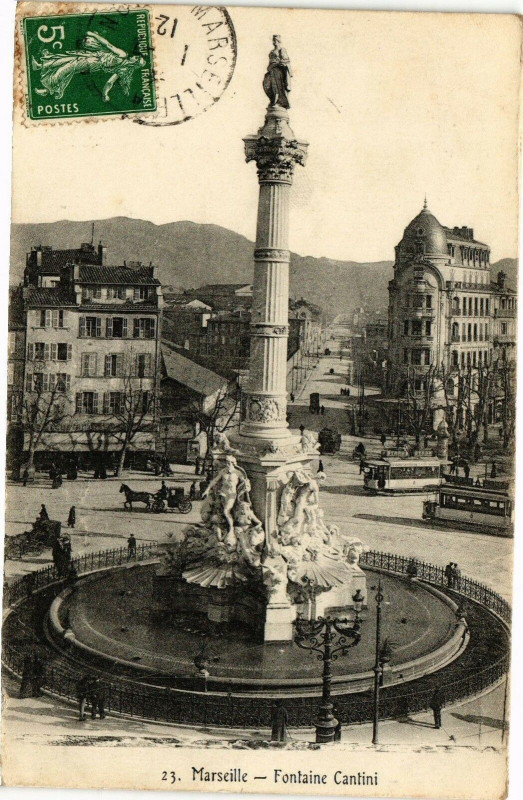 Carte postale ancienne Marseille-Fontaine Cantini à Marseille