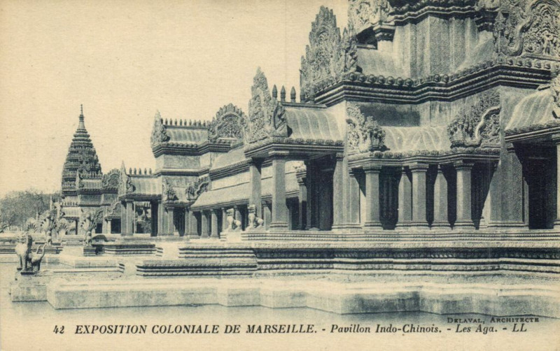 Carte postale ancienne Marseille Expo Coloniale Pavillon Indo-Chinois - Les Aga à Marseille