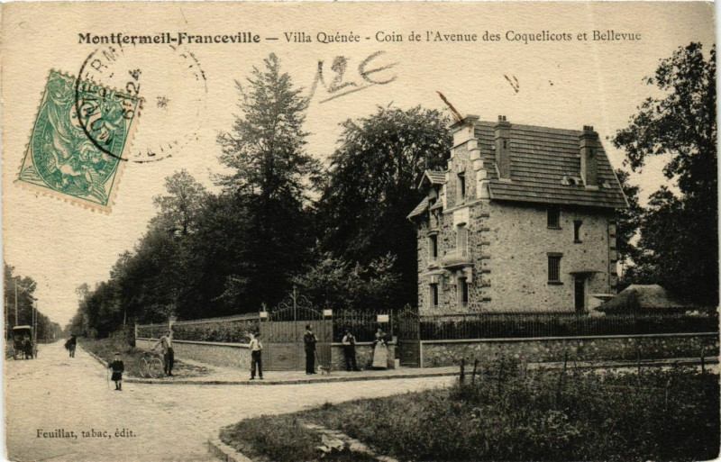 Carte postale ancienne Montfermeil-Franceville Villa Quéné Coin de l'Av. Des Coquelicots à Montfermeil