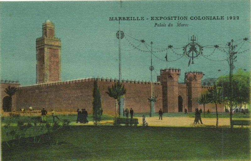 Carte postale ancienne Marseille Expo Coloniale 1922 - Palais du Maroc à Marseille