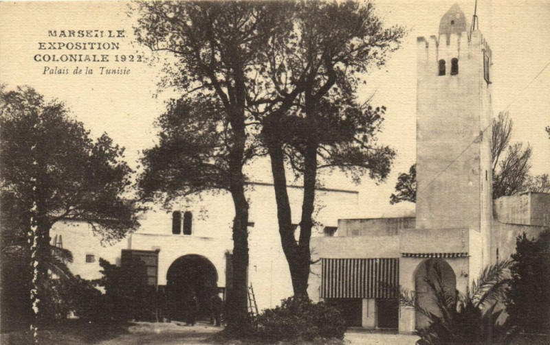 Carte postale ancienne Marseille Expo Coloniale 1922 - Palais de la Tunisie à Marseille