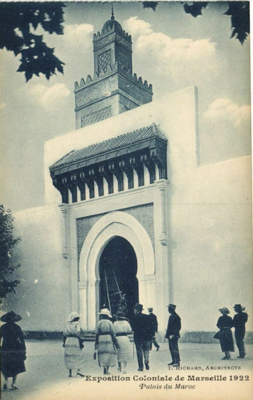 Carte postale ancienne Marseille Expo Coloniale 1922 - Palais du Maroc à Marseille