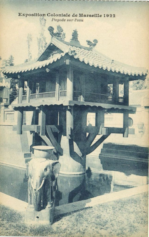 Carte postale ancienne Marseille Expo Coloniale 1922 - Pagode sur l'eau à Marseille