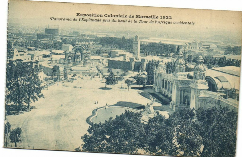 Carte postale ancienne Marseille Expo Coloniale 1922-Panorama de l'Esplanade pris... à Marseille