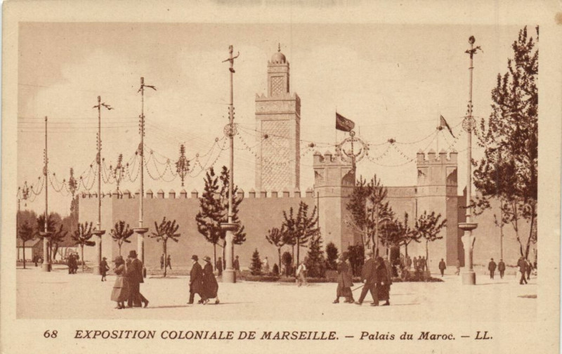 Carte postale ancienne Marseille Expo Coloniale - Palais du Maroc à Marseille