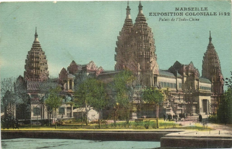 Carte postale ancienne Marseille Expo Coloniale 1922 - Palais de l'Indo-Chine à Marseille