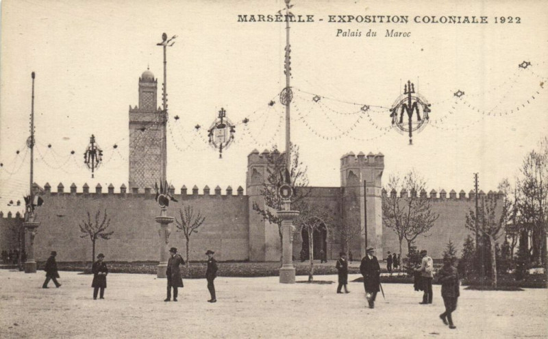 Carte postale ancienne Marseille Expo Coloniale 1922 - Palais du Maroc à Marseille