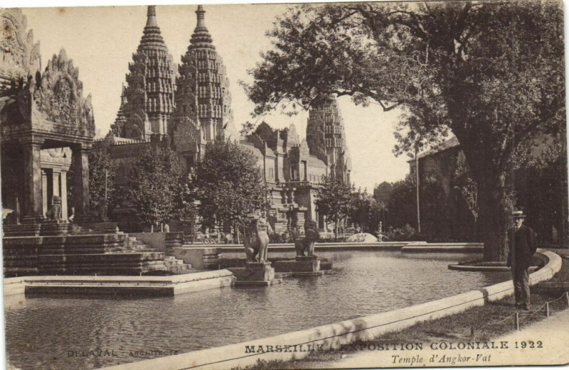 Carte postale ancienne Marseille Expo Coloniale 1922 - Temple d'Angkor Vat à Marseille