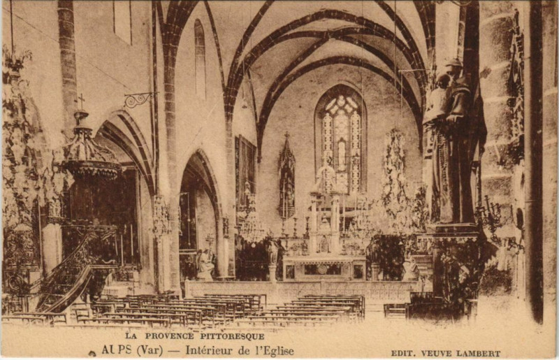 Carte postale ancienne Aups Interieur de l'Eglise à Aups