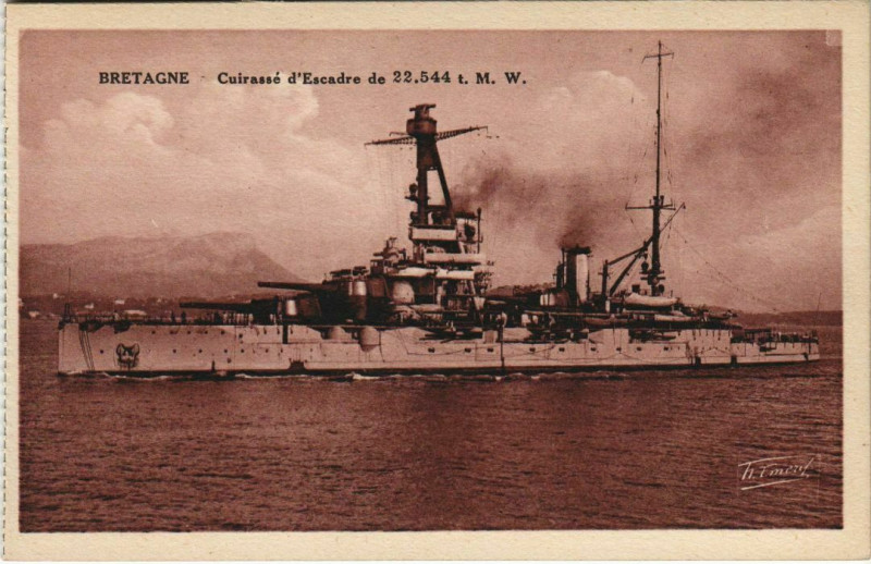Carte postale ancienne Bretagne - Cuirasse d'Escadre de 22,544 t. M. W.