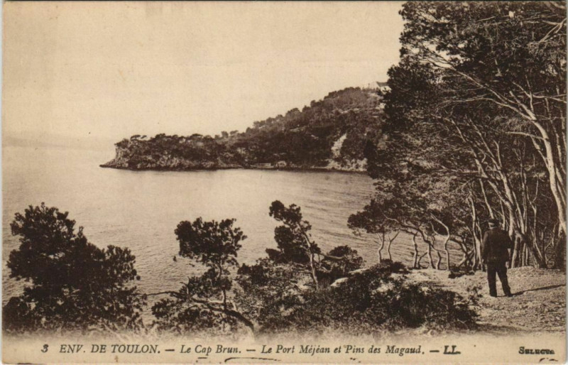 Carte postale ancienne Toulon Environs - Le Cap Brun - Le Port Mejean et Pins des Magaud à Toulon