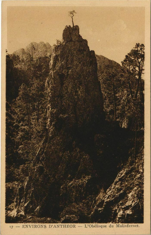 Carte postale ancienne Antheor Environs - L'Obelisque du Malinfernet