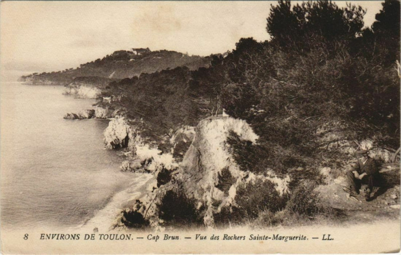 Carte postale ancienne Toulon Environs - Cap Brun - Vue des Rochers Sainte-Marguerite à Toulon