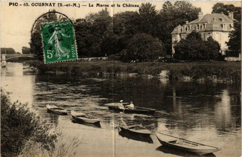 Carte postale ancienne Gournay La Marne et le Chateau
