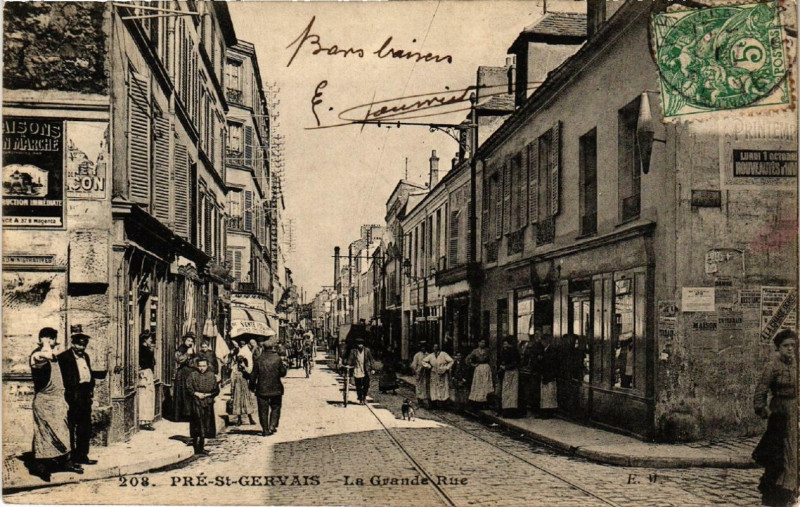 Carte postale ancienne Pre-Saint-Gervais La Grande Rue.