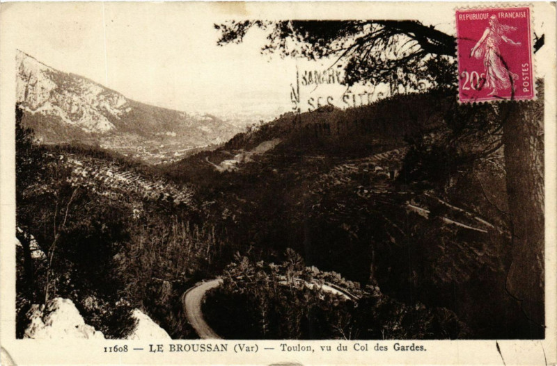 Carte postale ancienne Toulon - Le Broussan - Vu du Col des Gardes à Toulon