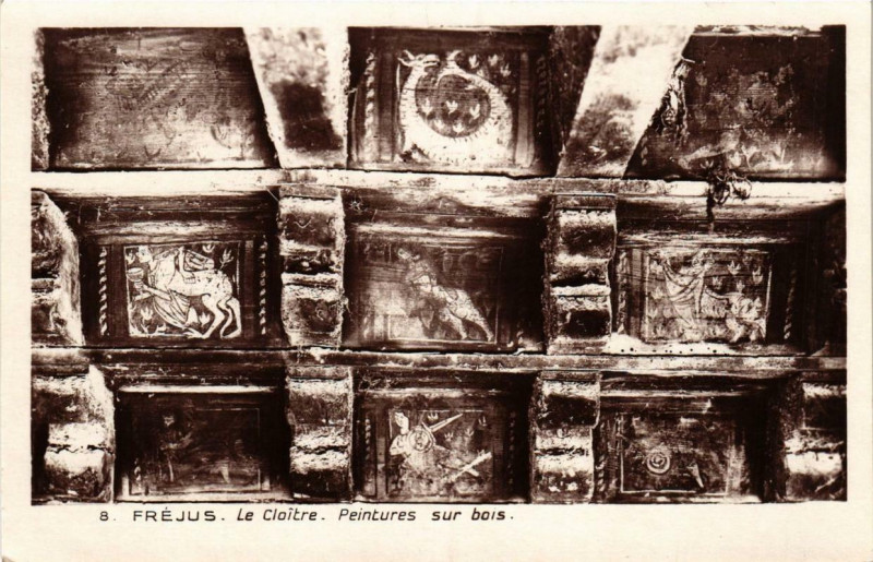 Carte postale ancienne Frejus Le Cloitre - Peintures sur bois à Fréjus