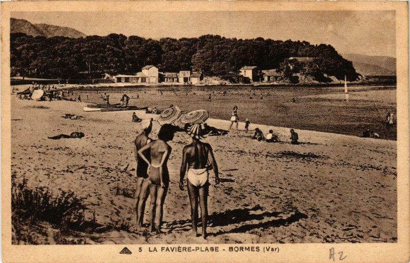 Carte postale ancienne Bormes La Faviere-Plage