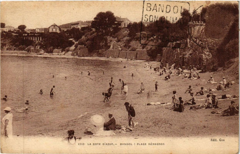 Carte postale ancienne La coté d'Azur Bandol Plage Renecros à Bandol