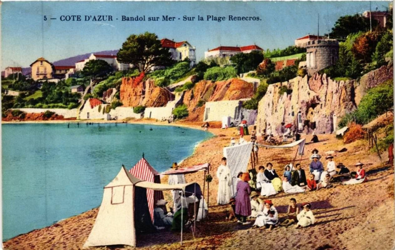 Carte postale ancienne Coté d'Azur Bandol-sur Mer Sur la Plage Renecros à Bandol
